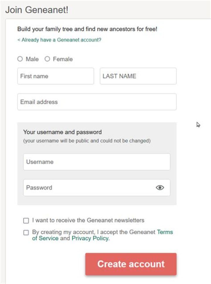 GeneaNet Login Options & Errors