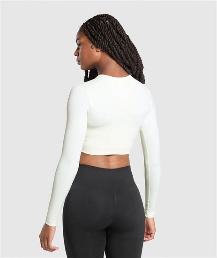 Women's Seamless Long Sleeve Crop Top | White